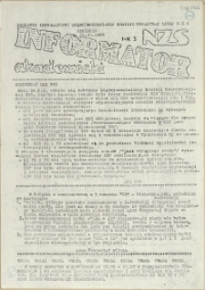 Informator Akademicki : biuletyn informacyjny Międzyuczelnianej Komisji Koordynacyjnej NZS. 1988 nr 3