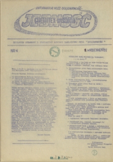 Jedność : informator NSZZ-Solidarność Chemitex-Wiskord : biuletyn wydawany z inicjatywy komisji zakładowej NSZZ "Solidarność". 1981 nr 4