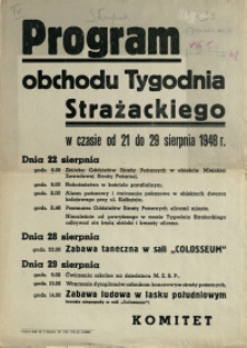 [Afisz] Program obchodu Tygodnia Strażackiego