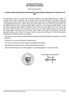 Uchwała Rady Miejskiej w Koszalinie nr XVII/212/2011