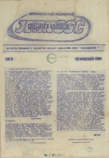 Jedność : informator NSZZ-Solidarność Chemitex-Wiskord : biuletyn wydawany z inicjatywy komisji zakładowej NSZZ "Solidarność". 1981