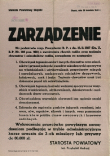 [Afisz] Zarządzenie : [zwalczanie chorób roślin oraz tępienie chwastów i szkodników]