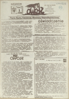 Słowo : pismo Ruchu Katolickiej Młodzieży Niepodległościowej. 1988 nr 1