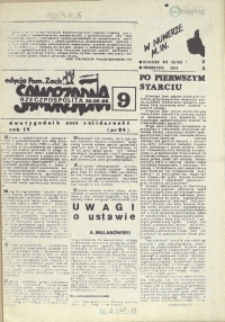 Samorządna Rzeczpospolita : dwutygodnik NSZZ "Solidarność" : edycja Pomorze Zachodnie. 1988 nr 9