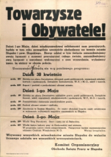 [Afisz] Towarzysze i Obywatele! : [obchody Święta Pracy]