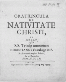 Oratiuncula De Nativitate Christi, ex Luc. 2. cap.