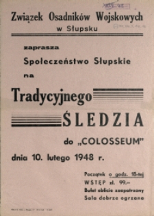 [Afisz] Związek Osadników Wojskowych w Słupsku zaprasza [...]