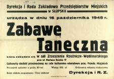 [Afisz] Dyrekcja i Rada Zakładowa Przedsiębiorstw Miejskich w Słupsku urządza [...]