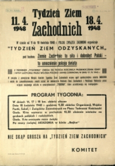 [Afisz] Tydzień Ziem Zachodnich