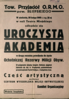 [Afisz. Inc.:] Uroczysta Akademia