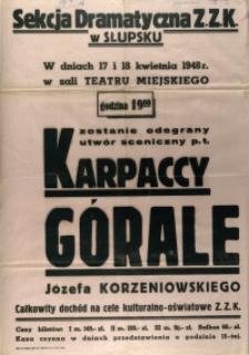 [Afisz. Inc.:] W dniach 17 i 18 kwietnia 1948 r. [...] zostanie odegrany utwór sceniczny [...]