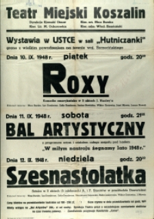 [Afisz. Inc.:] Teatr Miejski Koszalin [...] wystawia w Ustce [...]