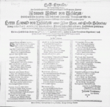 Leich-Cypressen, So bey der Todten-Baar, Der [...] Frawen Esther von Schützin, Gebohrnen von Heucking [...] Des [...] Herrn Eowald von Schützen [...] Fraw Wittiben. Als dero Hoch Adeliche Leiche den 9den Julii S.V. lauffenden 1662. Jahrs, in Hoch-Vornehmer Gegenwart, nach Ihrem Stande [...] in S. Marien Stifftskirchen hieselbst beygesetzet worden von Zu End gesetztem