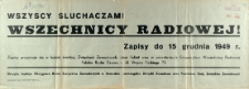 [Afisz] Wszyscy Słuchaczami Wszechnicy Radiowej