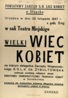 [Afisz. Inc.:] Wielki Wiec Kobiet