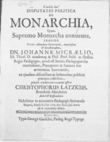 Disputatio Politica De Monarchia