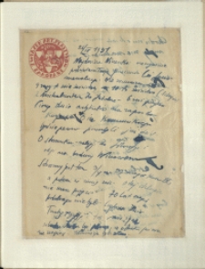 Listy Stanisława Ignacego Witkiewicza do żony Jadwigi z Unrugów Witkiewiczowej. List z 26.09.1931.