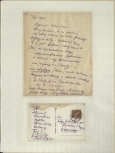 Listy Stanisława Ignacego Witkiewicza do żony Jadwigi z Unrugów Witkiewiczowej. List z 12.10.1931. Kartka pocztowa z 13.10.1931.