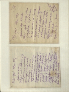 Listy Stanisława Ignacego Witkiewicza do żony Jadwigi z Unrugów Witkiewiczowej. List z 28.10.1931. List z 29.10.1931.