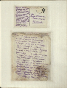 Listy Stanisława Ignacego Witkiewicza do żony Jadwigi z Unrugów Witkiewiczowej. Kartka pocztowa z 08.11.1931. List z 09.11.1931.