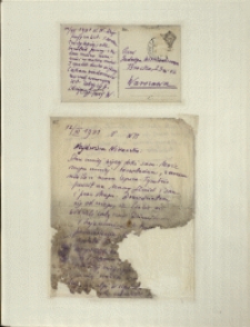 Listy Stanisława Ignacego Witkiewicza do żony Jadwigi z Unrugów Witkiewiczowej. Kartka pocztowa z 11.11.1931. List z 12.11.1931.