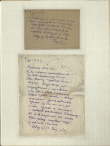 Listy Stanisława Ignacego Witkiewicza do żony Jadwigi z Unrugów Witkiewiczowej. Kartka pocztowa z 16.11.1931. List z 03.12.1931.