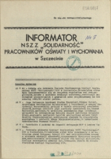 Informator NSZZ "Solidarność" Pracowników Oświaty i Wychowania w Szczecinie. [1981 nr 7]