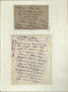 Listy Stanisława Ignacego Witkiewicza do żony Jadwigi z Unrugów Witkiewiczowej. Kartka pocztowa z 14.03.1932. List z 15.03.1932.