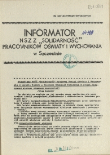 Informator NSZZ "Solidarność" Pracowników Oświaty i Wychowania w Szczecinie. [1981 nr 11]