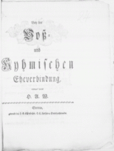 Bey der Voss und Kyhmischen Eheverbindung