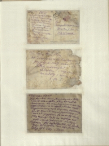 Listy Stanisława Ignacego Witkiewicza do żony Jadwigi z Unrugów Witkiewiczowej. Karta pocztowa z 18.05.1932. Karta pocztowa z 19.05.1932. Karta pocztowa z 25.09.1932.