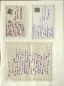 Listy Stanisława Ignacego Witkiewicza do żony Jadwigi z Unrugów Witkiewiczowej. Kartka pocztowa z 19.02.1933. Kartka pocztowa z 18.02.1933. List z 19.03.1933.
