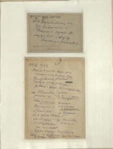 Listy Stanisława Ignacego Witkiewicza do żony Jadwigi z Unrugów Witkiewiczowej. Kartka pocztowa z 21.04.1933. List z 22.04.1933.