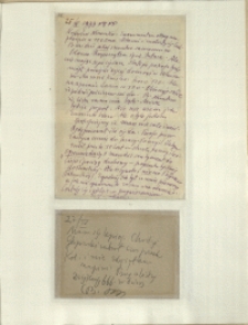 Listy Stanisława Ignacego Witkiewicza do żony Jadwigi z Unrugów Witkiewiczowej. List z 25.04.1933. Kartka pocztowa z 27.04.1933.