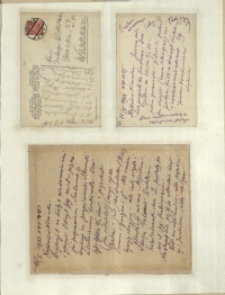 Listy Stanisława Ignacego Witkiewicza do żony Jadwigi z Unrugów Witkiewiczowej. Kartka pocztowa z 14.05.1933. Kartka pocztowa z 15.05.1933. List z 16.05.1933.
