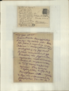 Listy Stanisława Ignacego Witkiewicza do żony Jadwigi z Unrugów Witkiewiczowej. Kartka pocztowa z 13.06.1933. List z 14.06.1933.