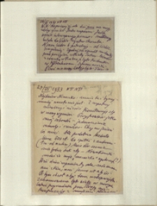Listy Stanisława Ignacego Witkiewicza do żony Jadwigi z Unrugów Witkiewiczowej. Kartka pocztowa z 26.07.1933. List z 14.06.1933.