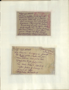 Listy Stanisława Ignacego Witkiewicza do żony Jadwigi z Unrugów Witkiewiczowej. Kartka pocztowa z 21.08.1933. List z 22.08.1933.