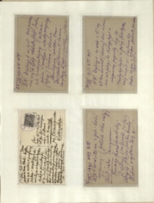 Listy Stanisława Ignacego Witkiewicza do żony Jadwigi z Unrug&oacute;w Witkiewiczowej. Kartka pocztowa z 28.08.1933. Kartka pocztowa z 30.08.1933. Kartka pocztowa z 31.08.1933. Kartka pocztowa z 02.09.1933.