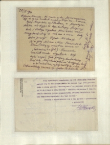 Listy Stanisława Ignacego Witkiewicza do żony Jadwigi z Unrugów Witkiewiczowej. List z 25.09.1933. List z 27.09.1933.