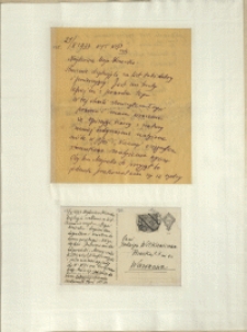 Listy Stanisława Ignacego Witkiewicza do żony Jadwigi z Unrugów Witkiewiczowej. List z 21.10.1933. Kartka pocztowa z 23.10.1933.