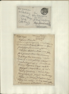 Listy Stanisława Ignacego Witkiewicza do żony Jadwigi z Unrugów Witkiewiczowej. Kartka pocztowa z 11.07.1934. List z 12.07.1934.