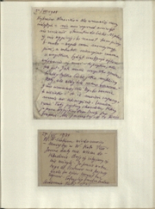 Listy Stanisława Ignacego Witkiewicza do żony Jadwigi z Unrugów Witkiewiczowej. List z 22.07.1934. Kartka pocztowa z 27.07.1934.