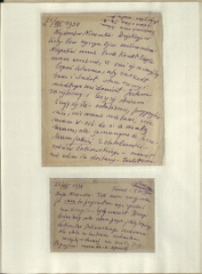Listy Stanisława Ignacego Witkiewicza do żony Jadwigi z Unrugów Witkiewiczowej. List z 22.08.1934. Kartka pocztowa z 24.08.1934.