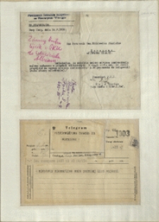 Listy Stanisława Ignacego Witkiewicza do żony Jadwigi z Unrugów Witkiewiczowej. List z 20.05.1934. Telegram [b.d.].
