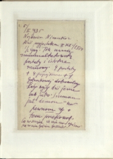 Listy Stanisława Ignacego Witkiewicza do żony Jadwigi z Unrugów Witkiewiczowej. List z 05.02.1935.