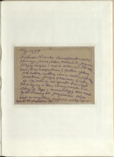 Listy Stanisława Ignacego Witkiewicza do żony Jadwigi z Unrugów Witkiewiczowej. Kartka pocztowa z 11.02.1935.