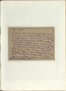 Listy Stanisława Ignacego Witkiewicza do żony Jadwigi z Unrugów Witkiewiczowej. Kartka pocztowa z 11.02.1935.