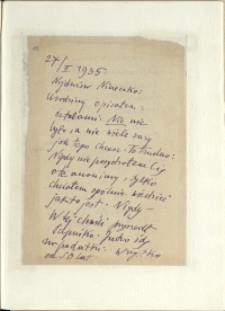 Listy Stanisława Ignacego Witkiewicza do żony Jadwigi z Unrugów Witkiewiczowej. List z 27.02.1935.