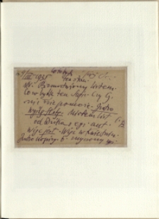 Listy Stanisława Ignacego Witkiewicza do żony Jadwigi z Unrugów Witkiewiczowej. Kartka pocztowa z 04.03.1935.